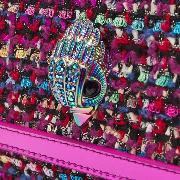 RARE HTF NWT Kurt Geiger Shoreditch Crossbody Bag Metallic Tweed Fuchsia Pink - Picture 5 of 16